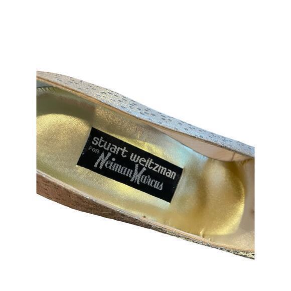 Vintage Stuart Weitzman for Neiman Marcus‎ Champagne Gold & Silver Glitter Pumps - Picture 7 of 14